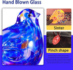Decorative Solar Lights, Outdoor Solar Bird Stake Lights, Hand Blown Glass Decorative Garden Pathway Lights Outdoor Waterproof Glass Stakes (Dark Blue)
