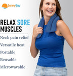 SunnyBay Microwave Heating Pad for Neck and Shoulders, Versatile Bean Bag Moist Heating Pad, Microwavable Neck Wrap and Cool Pack for Deep Pain Relief, Weighted Hot or Cold Therapy (Sky Blue)