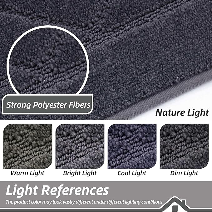 BEQHAUSE Dirt Trapper Door Mat 24" x 60", Doormat Non-Slip Entryway Rugs Washable, Dog Door Mat Stain Resistant and Absorbent Welcome Floor Mat for Front Back Door, Muddy Wet Shoes & Paws, Dark Grey