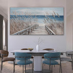 Canvas Wall Art Decor Large Modern Wall Art Decorations Blue Beach Coastal Artwork for Walls Textured Wall Art Prints Pictures Wall Decor Wall Art Bedroom 29"X58" For Room Living Room Office Wall Decor