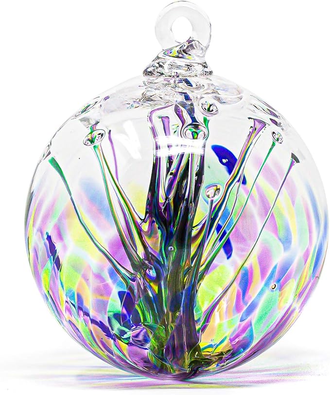 Luke Adams Handmade Glass Gazing Balls for Garden on Clearance – Hand Blown Glass Gazing Ball for Yard Décor – Decorative Garden Globe (Sea Sky Violet)