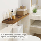 Fun Memories 40" Rustic Wood Floating Shelves with Invisible Brackets for Storage & Decor, Deep Wall Mounted Shelves for Bathroom, Kitchen, Living Room (Brown,Set of 2)