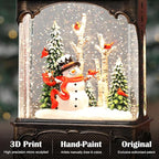 Snowman Snow Globe Lantern Christmas Decorations Gifts Auto Snowfall Glitter Music Collection Snowman Cardinal Birch Forest with 6H Timer USB/Battery Powered 10.2 inch