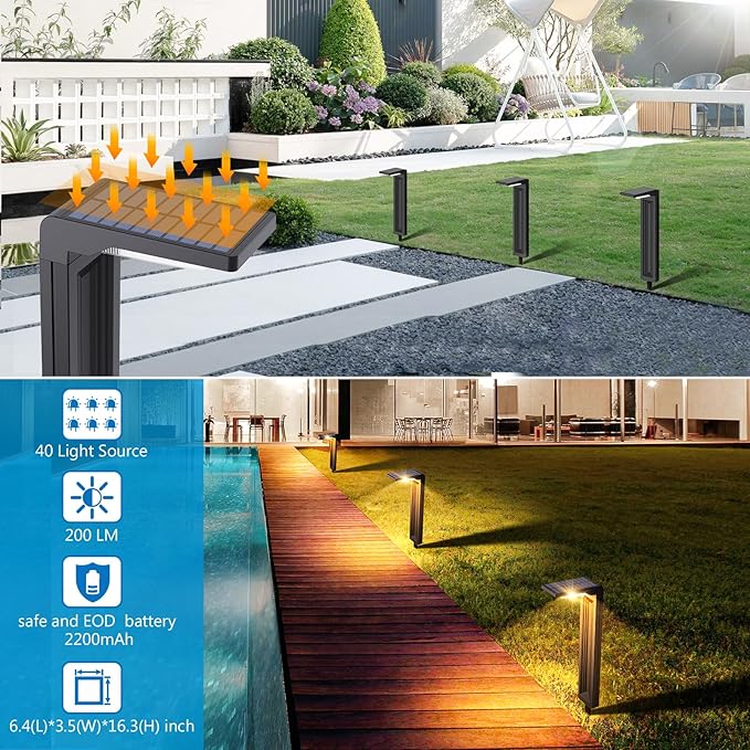 Sunvivo Solar Pathway Lights,2 Modes(Cold White/Warm White),Bright Solar Path Lights Outdoor Waterproof,Perfect Guide Light or Deco for Sideway,Driveway,Walkway,Backyard,Garden,Lawn,Event(4Pack)