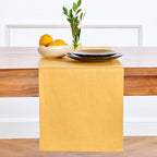 Solino Home Linen Mustard Yellow Table Runner 132 Inches Long - 100% Pure Linen Extra Long Table Runner 14 x 132 Inch - Fete