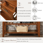 Solid Wood Console Table Entryway Table with Storage Drawers and Shelves Sofa Tables (42" Brown)