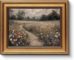HUARCEY Gold Framed Vintage Wall Art for Living Room, Flowers Painting Prints Shelf Decor for Kitchen, Landscape Bedroom Wall Art, Christmas Gifts for Friends or Family (Flowers Path - 8"x10")