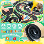 Kids Rug, Race Track Baby Play Mats, Realistic 3D Cascading Surround Route, 4x6 Ft Kids Rug for Playroom, Great for Playing with Cars and Toys, Non-Slip Car Carpet