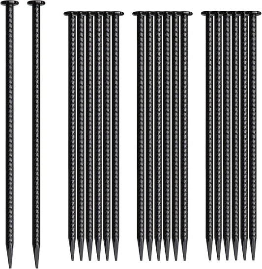 16 Inch Rebar Stakes 20 Pack Heavy Duty Ground Anchors 1/2 Inch Diameter Galvanized Steel Asphalt Anchoring Metal Spikes for Speed Bump, Parking Curb and Camping Tent