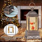 Christmas Snow Globe Cardinal Lantern, Glitter Lighted Christmas Decorations for Home with Music, Light Up Musical Snowglobe Cardinal Décor