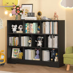 Book Shelf Set of 2, 10 Cubes Storage Organizer, 3-Tier Open Bookshelf Wooden Bookcase, Freestanding Black Bookshelf Cube Shelf for Bedroom, Living Room, Home Office