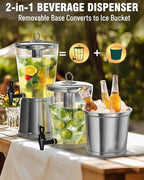 WantJoin Beverage Dispenser With Stand, Drink Dispenser for Party, Stainless Steel Water Dispenser with Ice Core, Spigot, Drink Jar Jug For Home Parties Lemonade, Clear Acrylic, 2-GALLONS 8 Liters