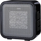 Amazon Basics Ceramic Space Heater, Mini Heater for Office Desk, Portable Tent Heater for Camping (Indoor Use), 500 W, With Tip-Over Protection, Lightweight (1.4 LBS), Black, 5.87”D x 3.15”W x 5.95”H