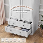 Brafab Armoire Wardrobe Closet with 2 Modern Doors, 71" Tall Freestanding Closet Wardrobe Cabinet with Drawers and Hanging Rail, Light Wooden Storage Cabinet with Shelve for Bedroom (White, 2 Doors)