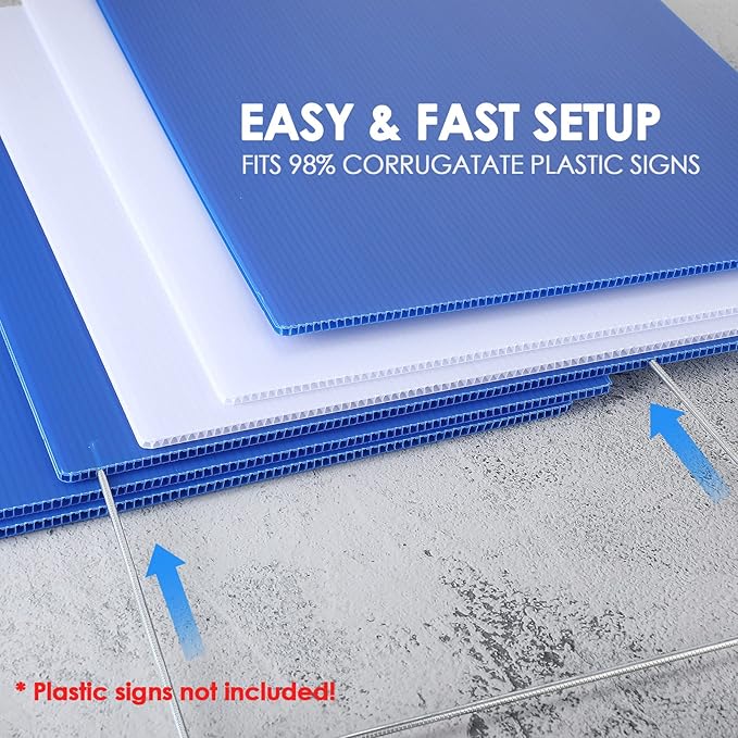 6 Pcs H Stakes for Yard Signs 30'' x 10'' Metal Heavy Duty H Frame Wire Stakes Weatherproof Metal Holder for 4mm 5mm Corrugated Signs Advertising Board Guidepost Yard Halloween Decor