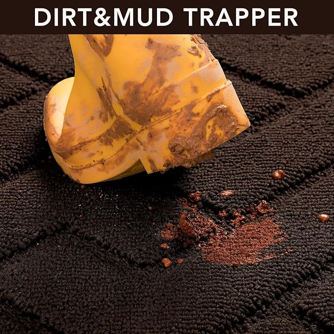 hicorfe Front Door Mat Outside Entrance,32"x40" Absorbent Muddy Dirt Resist Welcome Door Mats Outdoor Indoor,Stain and Fade Resistant,Non Slip Backing Entry Mat Doormat for Entryway(Coffee)