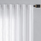 MYSKY HOME White Curtains 84 Inch Length for Living Room, Semi Sheer Cotton Blend Soft Touch Light Filtering Drapes for Doorways Sliding Glass Door 1 Panel, 100" Wide per Panel, White