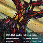 Lunerfex Tree of Life Tapestry Stained Glass Tapestry Wall Decor Tapestries for Bedroom Art Tapestries Wall Hanging for Bedroom Living Room Glass-Tree-01 60"x80"