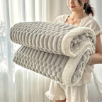 UKELER Sherpa Throw Blanket 60 × 80 inch, 470 GSM Striped Sherpa Fleece Blanket for All Season, Warm and Cozy Blankets for Couch Sofa Bed Office Camping, Silver Gray
