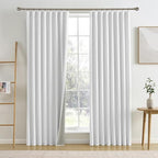 RAIN CITY Snow White Blackout Curtains 94 Inch Long Room Darkening Back Tab Linen Drapery Hook Curtains Patio Door 2 Panels 50 Wide 94 Length