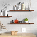 CONSDAN Floating Shelves for Wall Mounted Book Shelf Hanging Shelves Floating Bookshelf for Bedroom, Bathroom, Living Room, Kitchen USA Grown Solid Hardwood, Dark Maple 16x7.5x1.5 in (Set of 2)