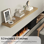 Floating Shelves for Wall, 55"W x 9.3"D x 1.5"H, Long Wooden Wall Mounted Display Shelves with Invisible Brackets for Living Room, Bedroom, Bathroom, Kitchen Decor and Storage, Set of 1, Oak