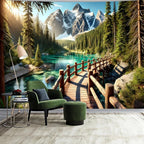 BSFHH Nature Tapestry Forest Tree Sea Cave Wall Hanging, Stream Through Rainforest Landscape Wall Art Tapestry for Bedroom Living room (Snow Scene, 110" × 87", Unframed)