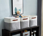 DECOMOMO Storage Cubes, 12x12 Storage Bins, Baskets for Shelves (Grey & White, Cube 12" - 4 Pack)