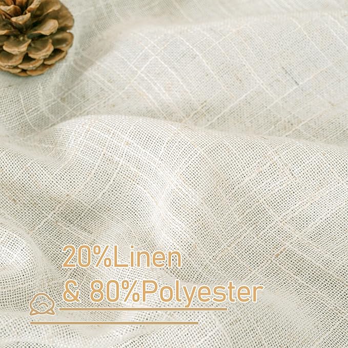 LAMIT Cream Linen Sheer Curtains 78 inch Length for Living Room, Linen Textured Light Filtering Panels Bronze Grommet Boho Neutral Drapes for Bedroom/Windows, 52 x 78 Inch, 2 Panels