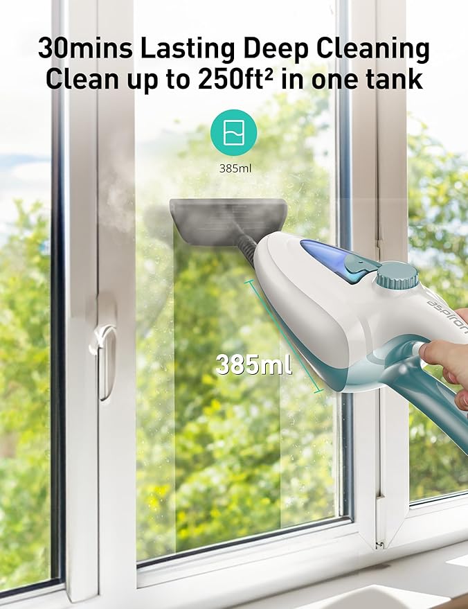 12-in-1 Steam Mop, Fast 15-Sec Heat-Up, 1500W Detachable Handheld Steam Cleaner with 2 Dirt Grip Pads, Removes 99.99% Stubborn Stains for Hardwood Floors, Windows, Tiles, Furniture, Pearl Teal