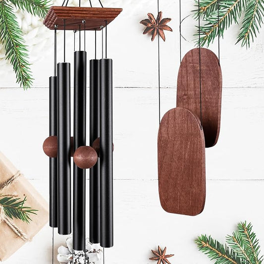 Wind Chimes for Outside Deep Tone, 36in Sympathy Wind Chimes Outdoor Clearance, Gifts for Mother's Day and Christmas, Outdoor Decor for Garden, Patio, Yard（Wood Wind Chime, Black）