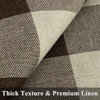 decorUhome Buffalo Plaid Check Throw Pillow Covers 16x16 Set of 2, Outdoor Decorative Farmhouse Neutral Pillow Covers with Stitched Edge for Bed Couch Sofa, Brown and Beige