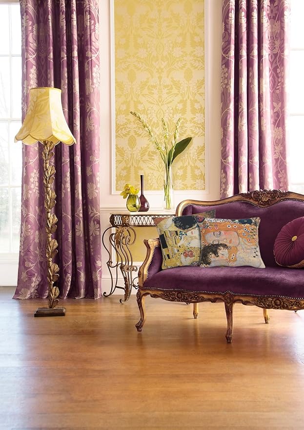 C Charlotte Home Furnishings Inc Kiss II Belgian Cushion Cover | Pure Cotton Decorative Cushion Case | Cushion Cover for Indoor Use | 17x17 Inch Cushion Cover for Living Room I by Gustav Klimt