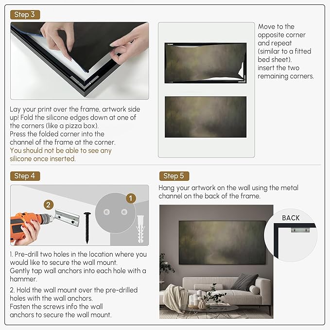 SIGNWIN 24"x46" Extra Large Framed Wall Art Muted Forest Path Soft Misty Woodland Scene Illustration for Home Living Room Bedroom Decor (Frame Assembly Required)