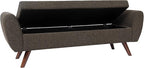 HomePop Modern Storage Bench with Wood Legs Home Décor|Bench with Storage for Living Room & Bedroom - Dark Brown Boucle