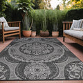 Medallion Outdoor Rug 9x12 Washable Outside Carpet for Indoor Patio Porch Waterproof Easy Cleaning Non Shedding Area Rugs Dark Gray 9 x 12
