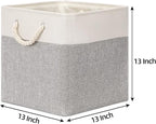 Bidtakay Fabric Basket Set - Large Square Organizer Bins, 13x13, Set of 3, White & Grey