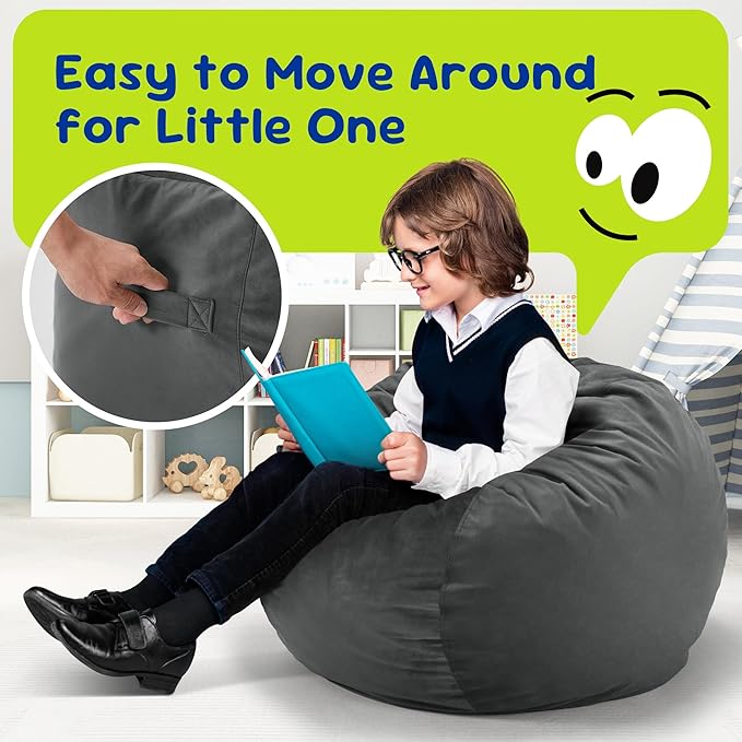 Hobestluk Bean Bag Chairs 2.5FT Bean Bag Chair with Memory Foam Filled & Machine Washable Cover,Beanbag Chair, Small Bean Bag Chairs for Playroom, Living Room, Bedroom