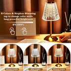 Liliful 2 Pcs LED Portable Cordless Table Lamp Touch Battery Operated Rechargeable Desk Lamp 3 Color Dimmable for Bedroom Living Room Dining (Classic Style,Gold)