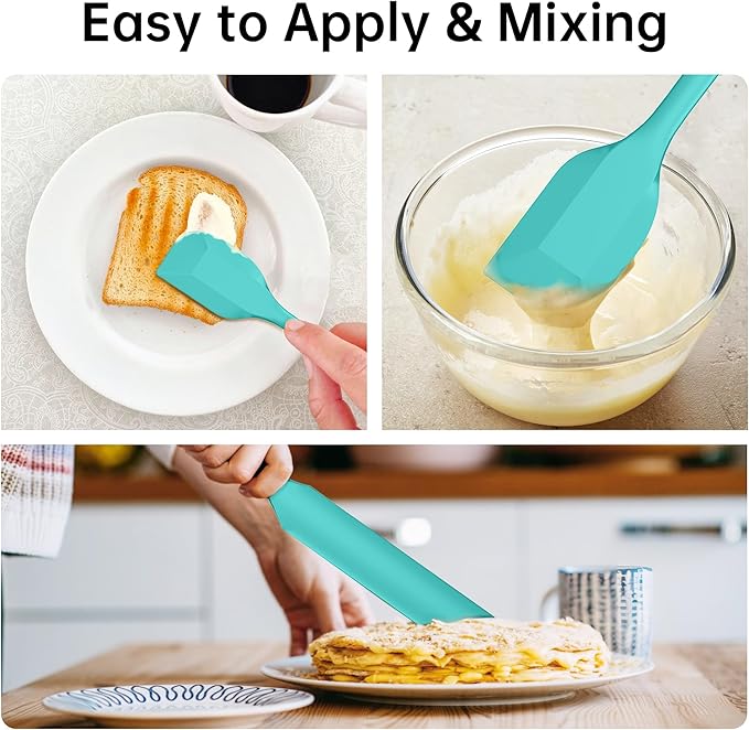 Barsone 5-Piece Silicone Spatula Set（ Heat Resistant 446°F Food Grade BPA Free, Nonstick Cookware Safe Dishwasher Safe Kitchen Tools for Baking, Cooking, Stirring, Blue）