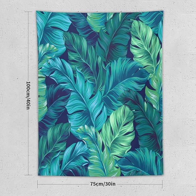 ICMOLYYENLO Tropical Green Plant Tapestry, Green Palm Leaves Natural Landscape Print Wall Tapestry for Bedroom Living Room Dormitory 60x60 Inch