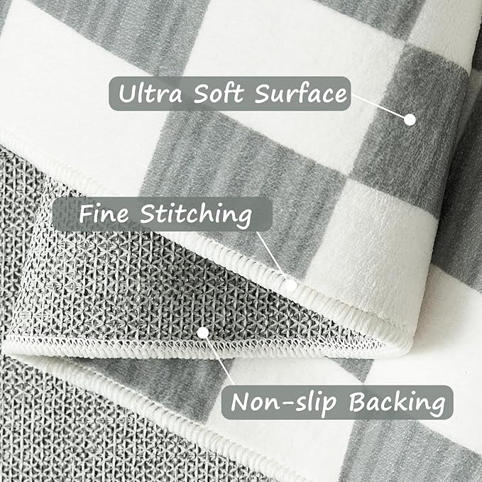 jinchan 3x5 Checkered Area Rugs for Kids Room - Machine Washable Soft Rug Modern Geometric Lattice Non-Slip Carpet for Nursery Playroom Bedroom Entryway Living Room Dining Room Home Office Grey