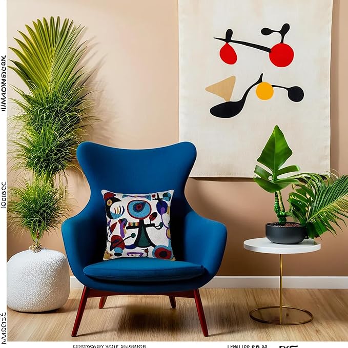 Picasso Inspired Decorative Pillow Cover Hand Embroidered Abstract Toss Pillows Farmhouse Chair Cushion Contemporary Pillowsham Mid-Century Chair Cushions Wool Size 18x18