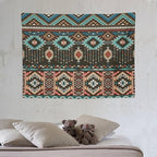 HZOHNAGO Aztec Tapestry Turquoise Blue and Brown and Native American Tribal Pattern Printed Wall Tapestry Wall Hanging for Bedroom Living Room Dorm 40" W x 30" H