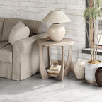 COZAYH Rustic Farmhouse Round End Table - Vintage Grey