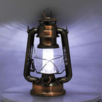 YAKii LED Vintage Lantern Metal Hanging Hurricane 12 LED Dimmer Switch Cold White Battery Operated Power Outage Indoor Camping Lighting Outdoor Brooklyn Decoration(Copper)