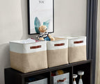 DECOMOMO 13 Inch Cube Storage Bins, Fabric Storage Cube, Basket for Kallax Shelves (Beige & White, Cube 13" - 4 Pack)