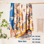 Boho Throw Blanket, 100% Cotton Ultra Soft Luxury Throw Rustic Quilt, 80"x90" Floral Bird Butterfly Farmhouse Decor Bed Blankets, All Season Rustic Reversible Bohemian Throw for Bed - Yellow
