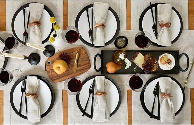 Solino Home Linen Light Natural Table Runner 156 Inches Long - 100% Pure Linen Extra Long Table Runner 14 x 156 Inch for Fall, Autumn, Thanksgiving - Classic Hemstitch