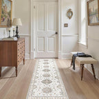 Washable 2x6 Runner Rug - Area Rugs Neutral Vintage Distressed Floral Farmhouse Boho Large Soft Floor Rug Indoor Carpet for Hallway Entryway Bedroom Kitchen - Blue Brown